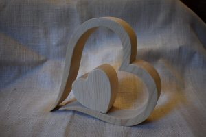double cœur en bois